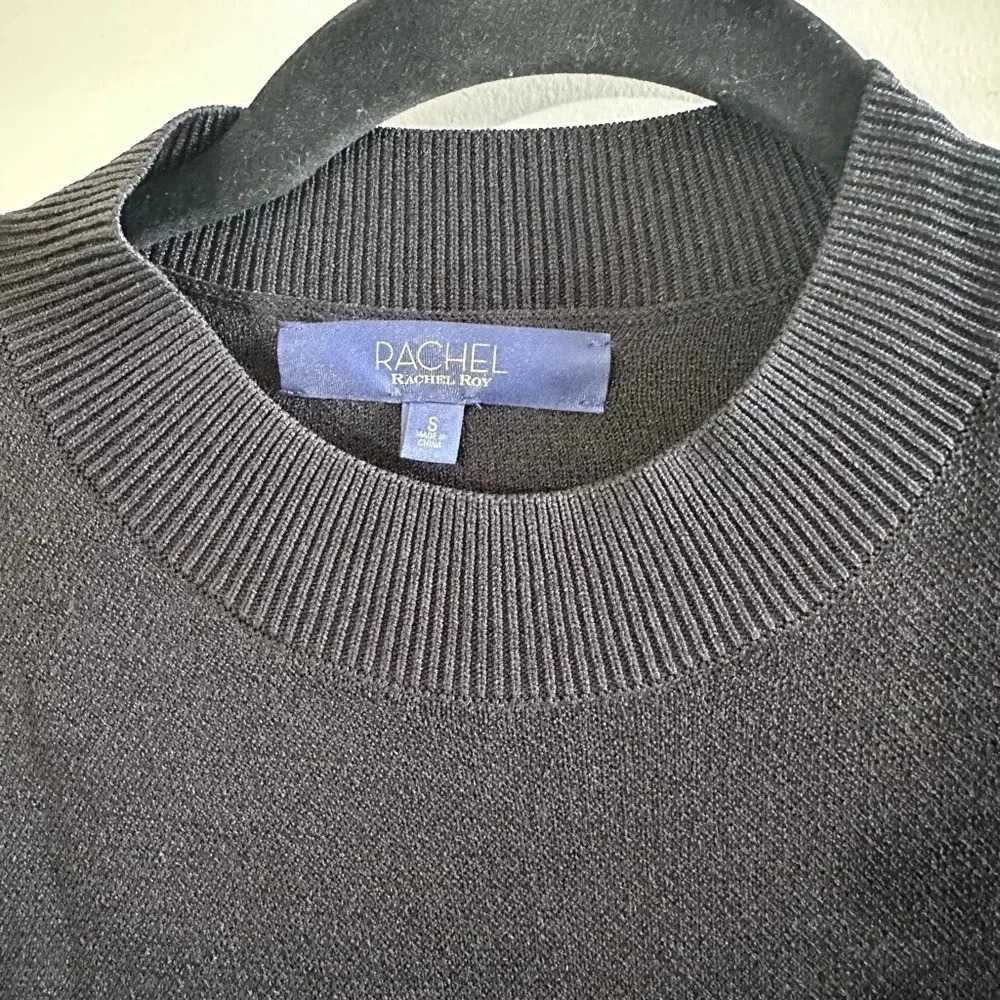 Rachel Roy open back midi knit ribbed long sleeve dress black size small - Picture 9 of 11